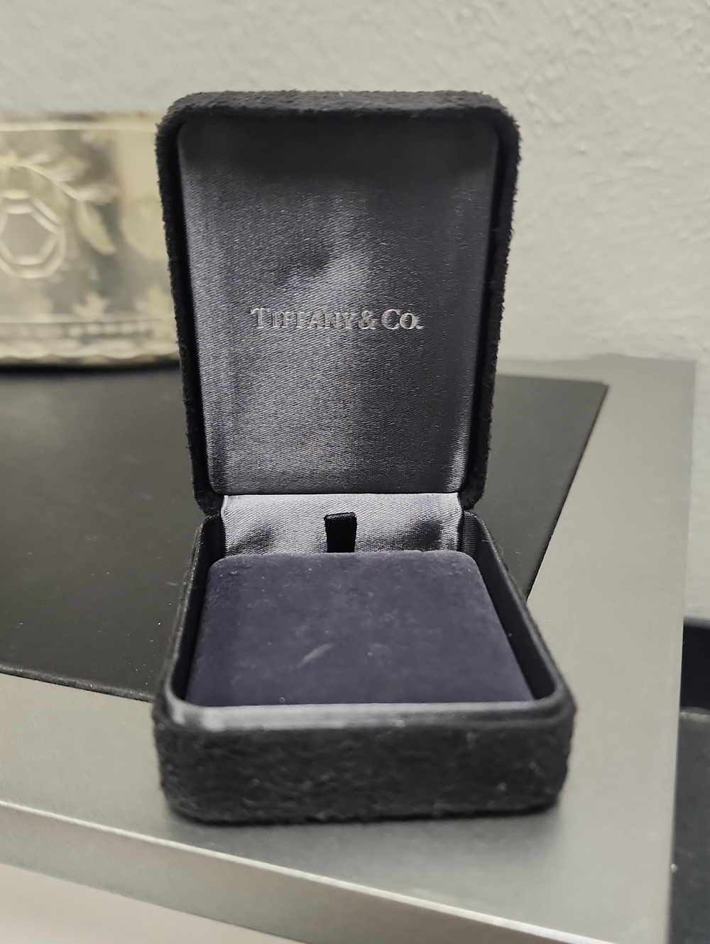 Tiffany & Co. Black Velvet Ring Box. in Black